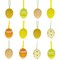 Set of 12 Miniature Pastel Yellow Polka Dot, Flowers, Stripes Plastic Easter Egg Ornaments 1.5 Inches